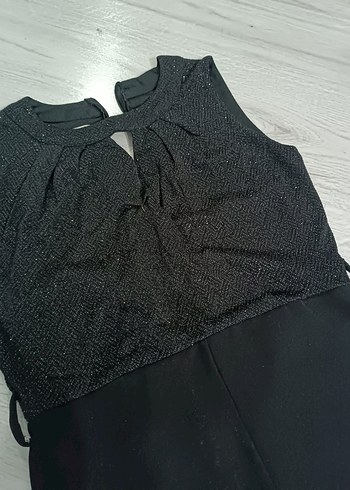 Siyah Kemerli Uzun Kadın Tulum - Görsel 2