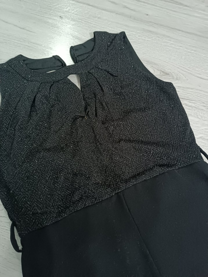 Siyah Kemerli Uzun Kadın Tulum - Görsel 2