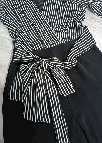 Siyah Zebra Desenli Kadın Tulum - Görsel 3