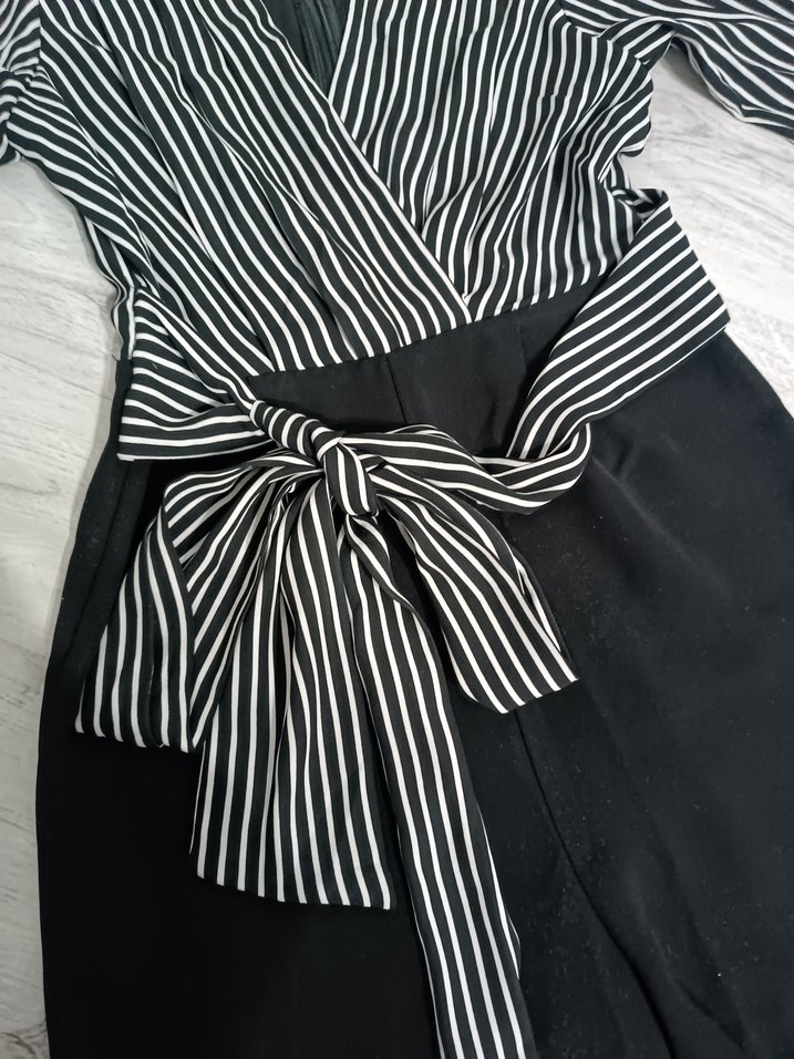 Siyah Zebra Desenli Kadın Tulum - Görsel 3