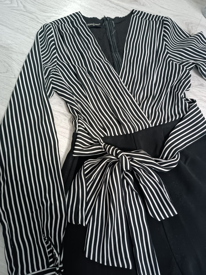 Siyah Zebra Desenli Kadın Tulum - Görsel 5