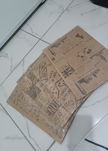 Gazete Desenli Kahverengi Kağıt Seti - Görsel 2
