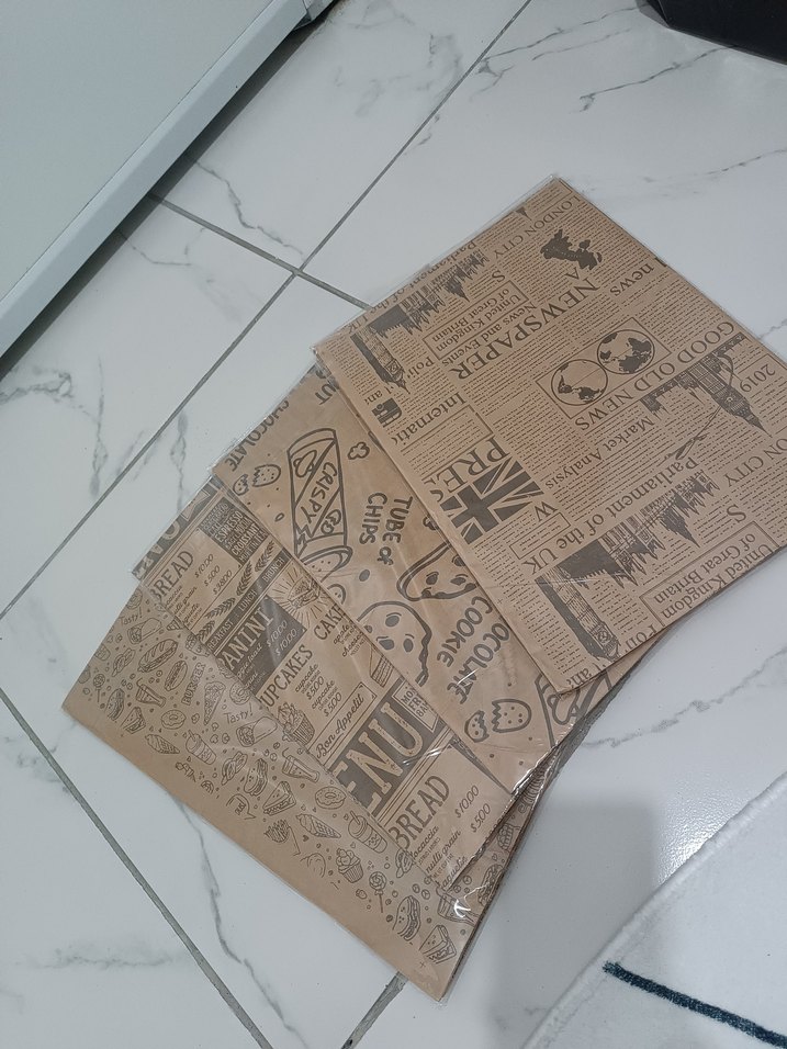 Gazete Desenli Kahverengi Kağıt Seti - Görsel 2