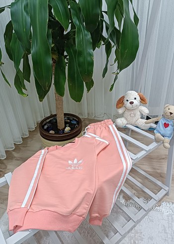 Kız Çocuk Pembe Pamuklu Sweatshirt ve Eşofman - Görsel 2