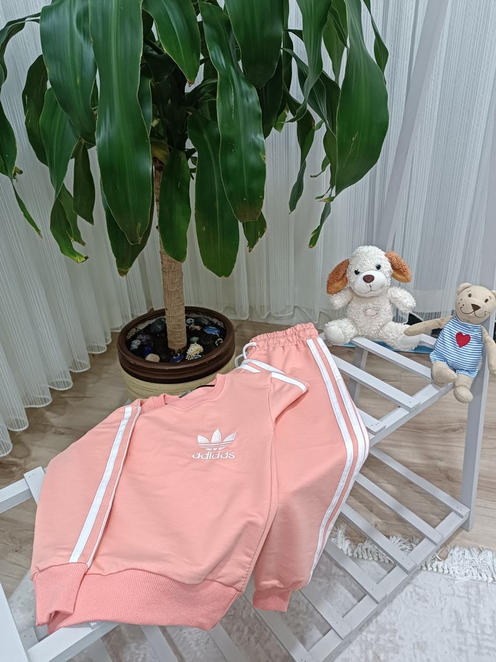 Kız Çocuk Pembe Pamuklu Sweatshirt ve Eşofman - Görsel 2