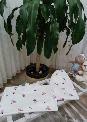 Çiçek Desenli Kısa Kollu Hamile Pijama Takımı - Görsel 2