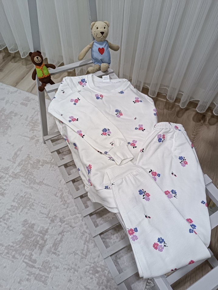 Çiçek Desenli Kısa Kollu Hamile Pijama Takımı - Görsel 3