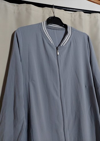 Gri Uzun Kadın Fermuarlı Kaban - Görsel 6