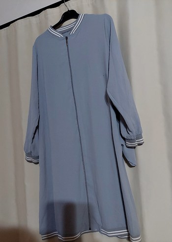 Gri Uzun Kadın Fermuarlı Kaban - Görsel 2