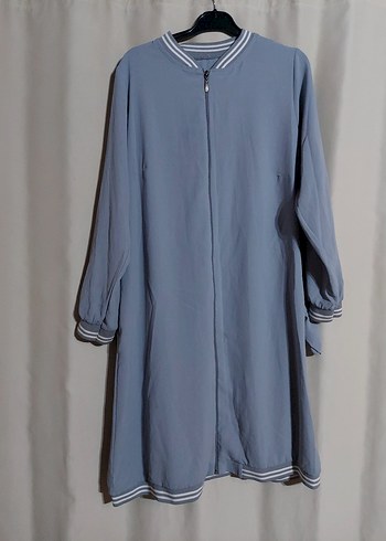 Gri Uzun Kadın Fermuarlı Kaban - Görsel 4