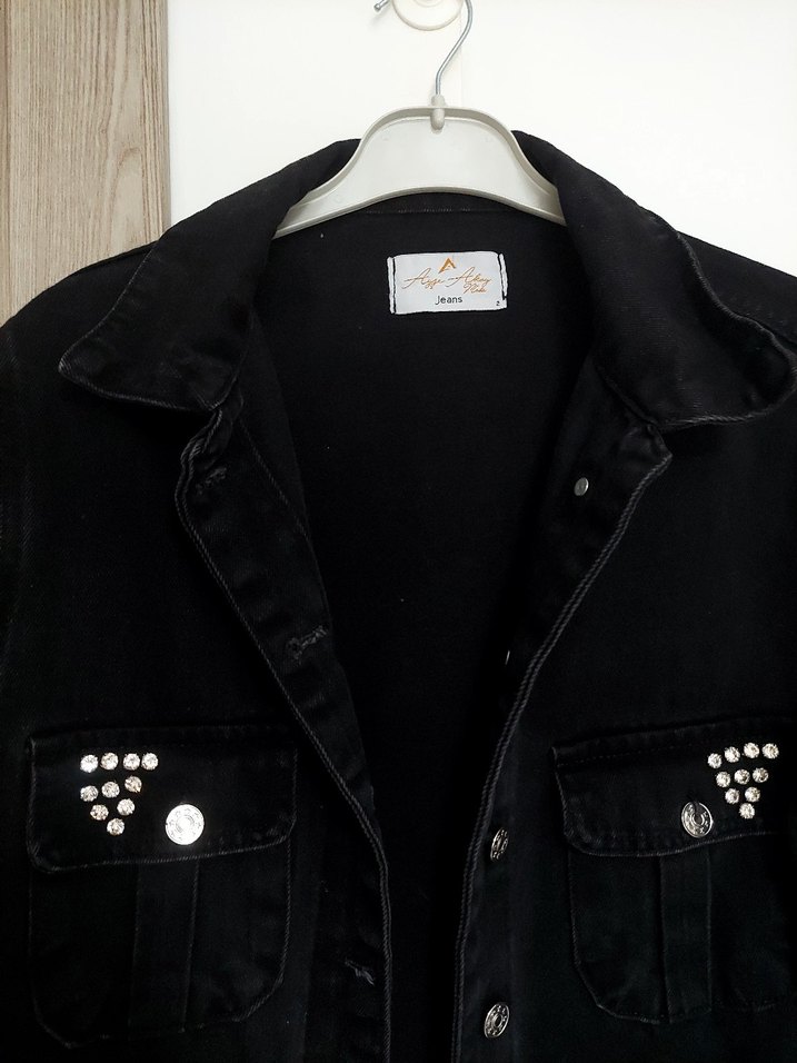 Siyah Düğmeli Midi Denim Ceket - Görsel 2