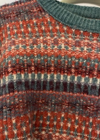 Bohem Çok Renkli Örgü Kadın Kazak - Görsel 2