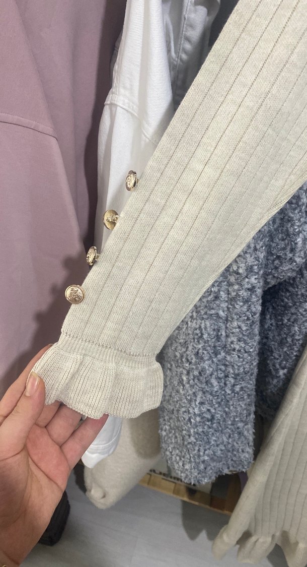 Beyaz Uzun Kollu Triko Kadın Elbise - Görsel 2