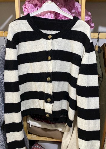 Zebra Desenli Kadın Triko Hırka - Görsel 2