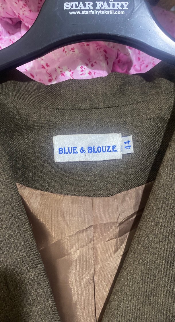 Düğmeli Kahverengi Keten Midi Kadın Ceket - Görsel 2