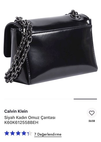 Beden Calvin Klein Siyah Deri Zincir Detaylı Omuz Çantası