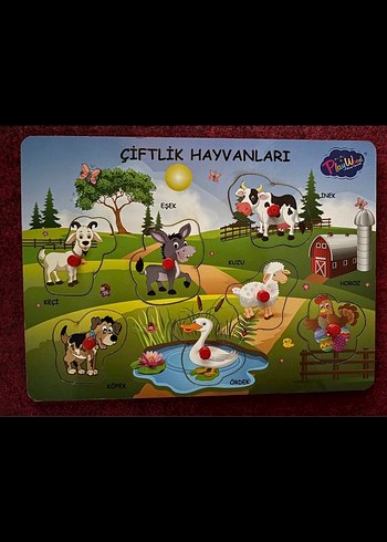 Çiftlik Hayvanları Ahşap Eğitici Tak Çıkar Puzzle