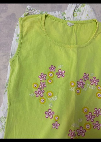 Penti Çiçek Baskılı Yeşil Kolsuz Kız Pijama Takımı