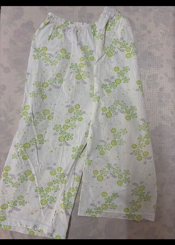 xs Beden Çiçek Baskılı Yeşil Kolsuz Kız Pijama Takımı