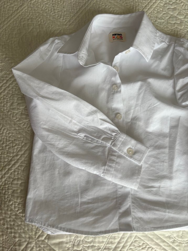 Kız Çocuk Beyaz Düğmeli Gömlek - Görsel 3