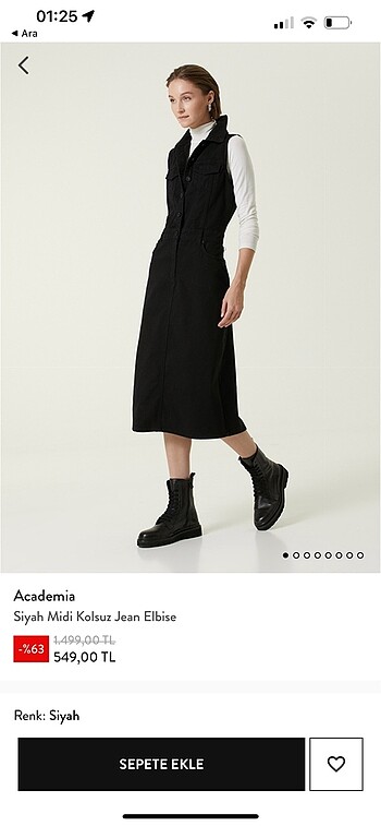 Academia Siyah Denim elbise