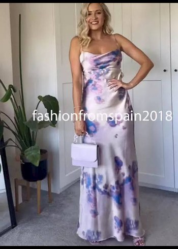 Pastel Batik Desenli Uzun Askısız Elbise - Görsel 2