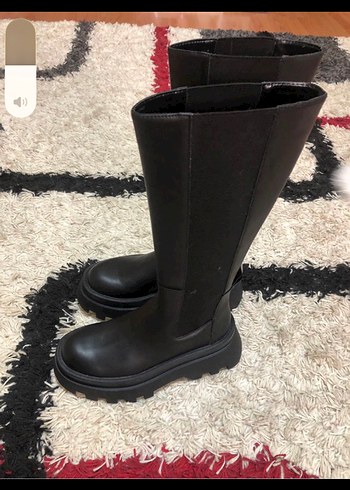 Siyah Kadın Dizüstü Lastik Çizme Stiletto Topuk - Görsel 2