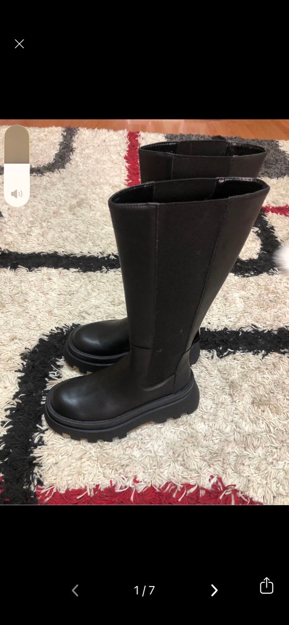 Siyah Kadın Dizüstü Lastik Çizme Stiletto Topuk - Görsel 2