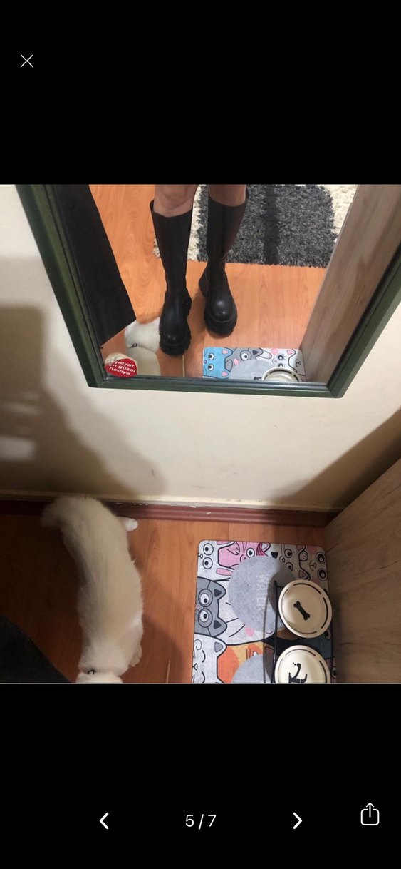 Siyah Kadın Dizüstü Lastik Çizme Stiletto Topuk - Görsel 4