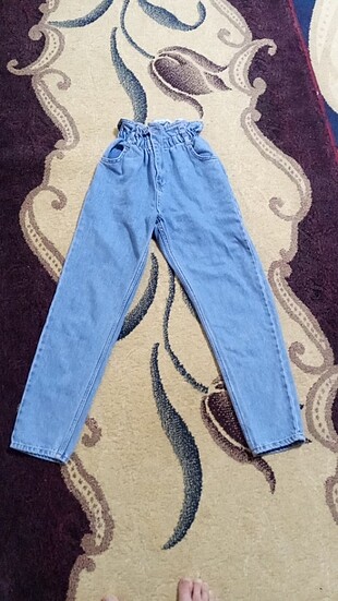 Beli lastikli boyfriend mavi kot jeans 