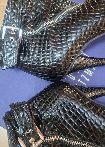 Yılan Desenli Siyah Deri Stiletto Bot - Görsel 5