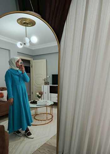 Uzun Turkuaz Şeffaf Kadın Elbise - Görsel 2