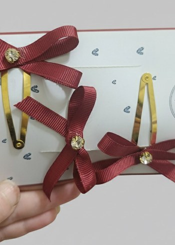 Bordo Fiyonk Detaylı Toka Seti - Görsel 2