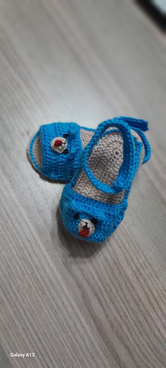 Diger Erkek Bebek Örgü Mavi Patik - Görsel 4