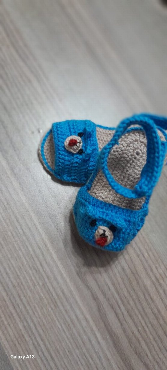 Diger Erkek Bebek Örgü Mavi Patik - Görsel 3