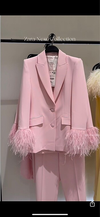 Zara tüylü blazer ceket takım
