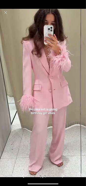 Zara Zara tüylü blazer ceket takım