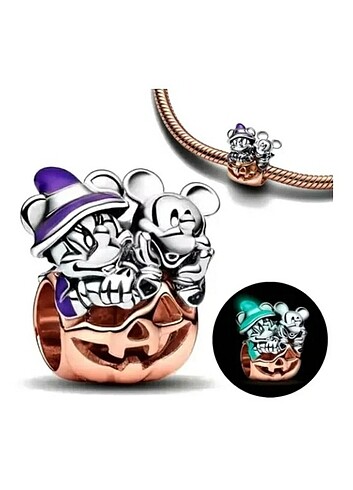 Pandora Balkabağı Parlayan Mickey&Minnie Charm