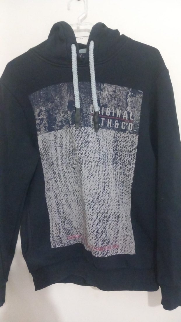 Erkek Lacivert Denim Baskılı Sweatshirt - Görsel 2