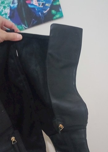 Siyah Fermuarlı Dizüstü Kadın Çizme - Görsel 5