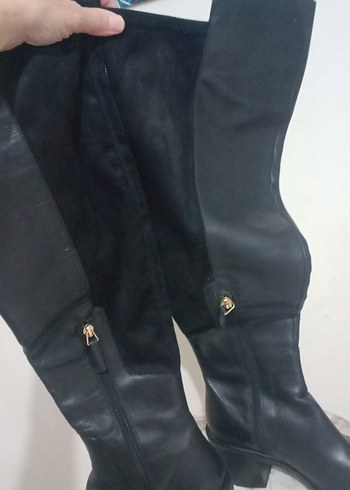 Siyah Fermuarlı Dizüstü Kadın Çizme - Görsel 6