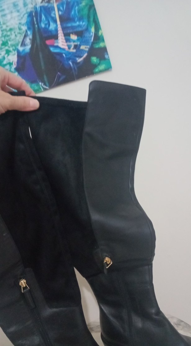 Siyah Fermuarlı Dizüstü Kadın Çizme - Görsel 5