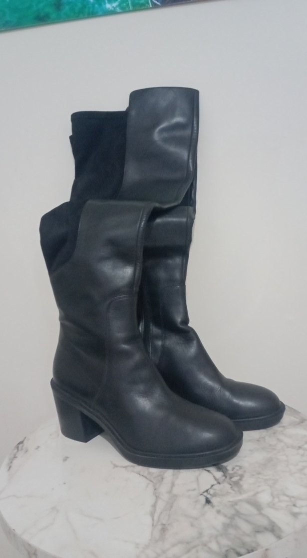 Siyah Fermuarlı Dizüstü Kadın Çizme - Görsel 3