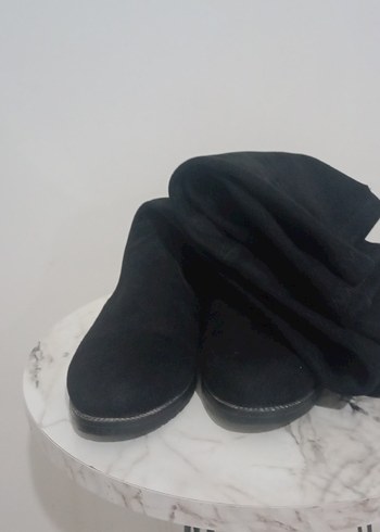 Siyah Süet Diz Üstü  Topuklu Çizme - Görsel 10