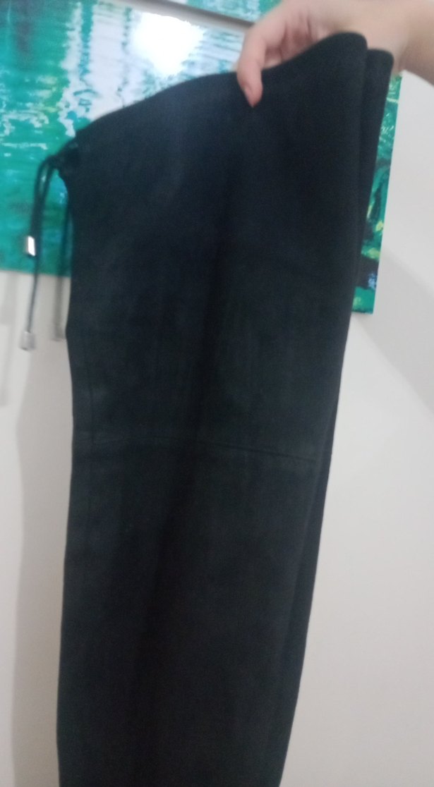 Siyah Süet Diz Üstü  Topuklu Çizme - Görsel 3