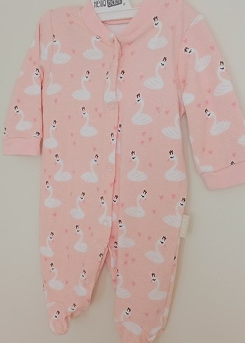 Pembe Kuğu Desenli Bebek Tulum - Görsel 2