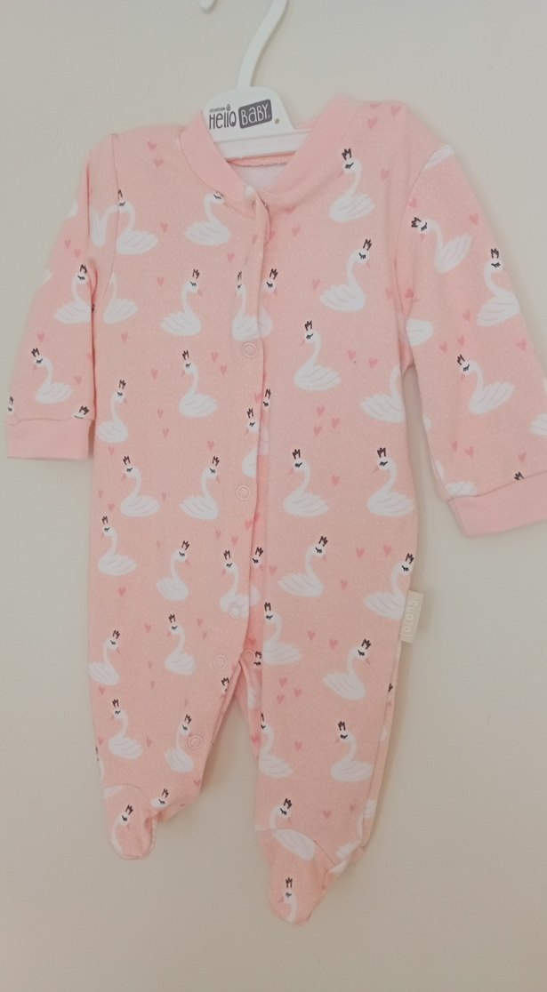 Pembe Kuğu Desenli Bebek Tulum - Görsel 2