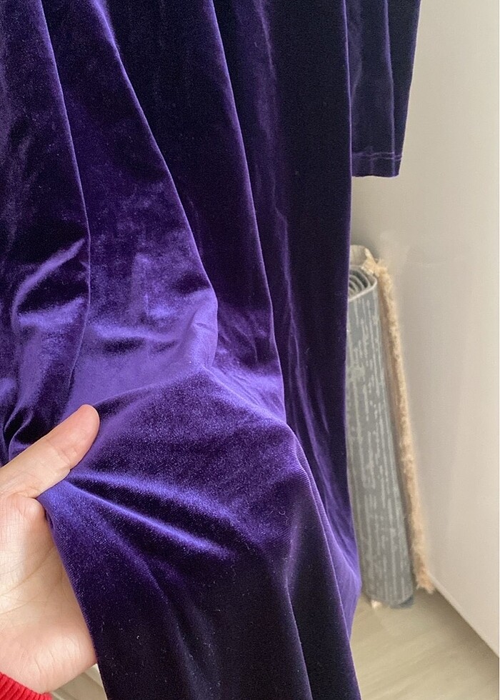 mor kadife gece elbisesi - Görsel 2