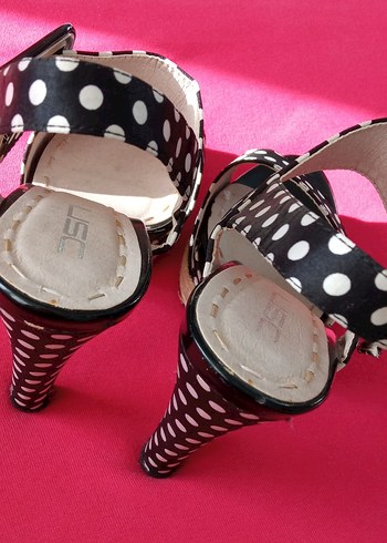 Puantiye Desenli, Platform Topuklu, Kadın Ayakkabı - Görsel 6