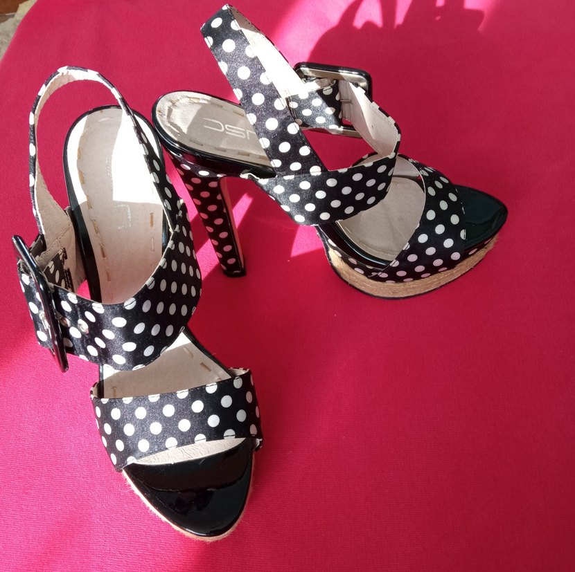 Puantiye Desenli, Platform Topuklu, Kadın Ayakkabı - Görsel 3